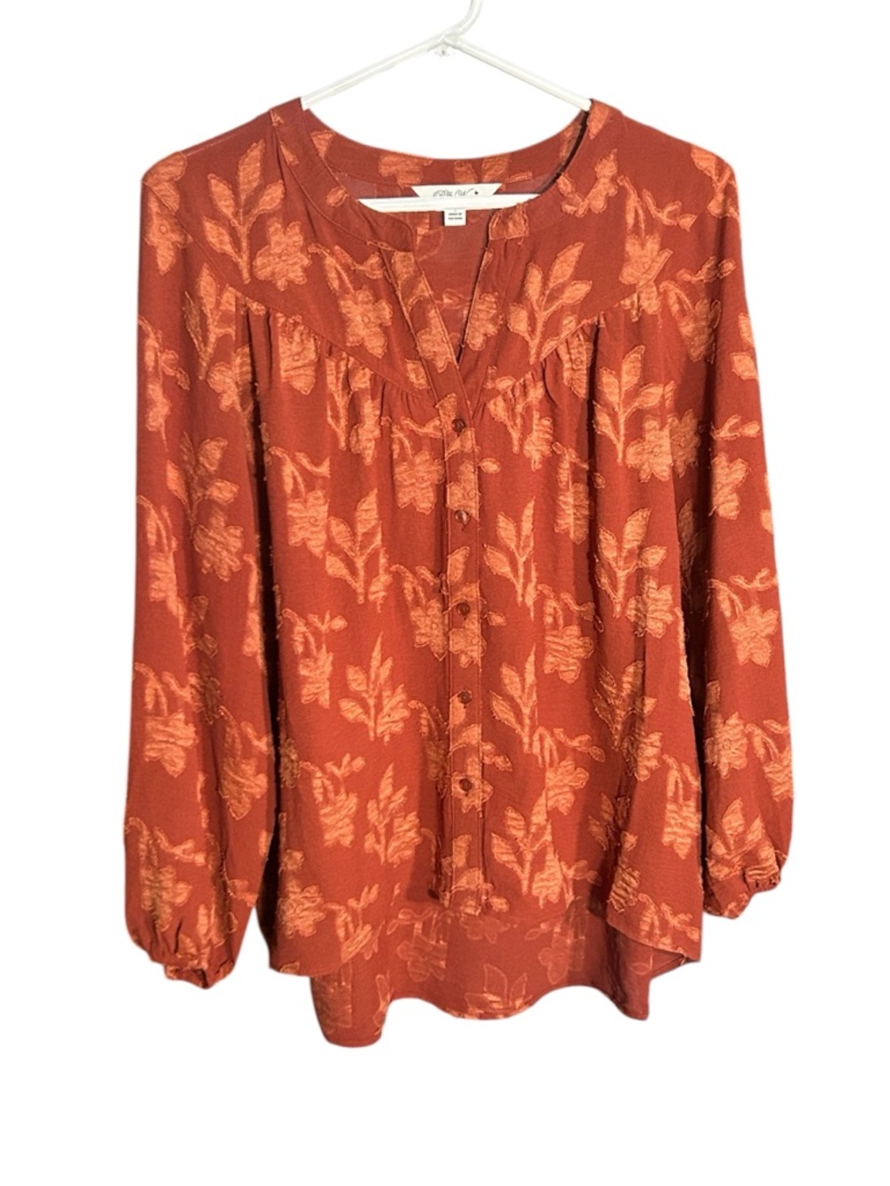 The Pioneer Woman Rust Orange Floral Button-Down Blouse
